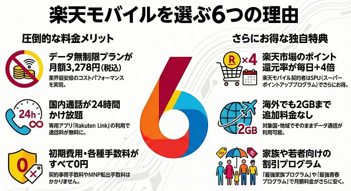 楽天モバイルを選ぶ６つのメリット